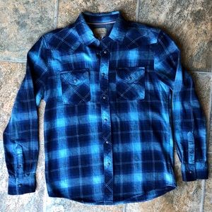 Blue flannel pearl snap shirt. Roebuck and Co.